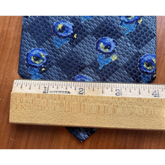 Ermenegildo Zegna 100% Silk Necktie Blue Yellow Floral Designer Made in Italy - Picture 8 of 8